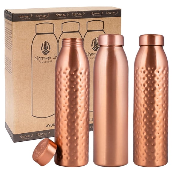 Botella de agua de cobre NORMAN JR 1 L, caja de regalo de 3