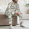thumbnail image 7 of Yiaed Flamingo Palm Trees Print Men’s Pajamas Set - Long Sleeve Button Down Sleep Shirt and Pajama Bottoms Sleepwear Set Mens Pjs Sets Men's Pajama Bottoms-Large, 7 of 7