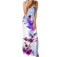 thumbnail image 2 of SMihono Été Boho Maxi Robe pour les Femmes Plus Size Femmes Été Mode Fronde V-Cou Sans Manches Papillon Impression Slim Plage Robe Plage Swing Sundress, 2 of 4