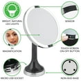 thumbnail image 3 of mDesign Modern Motion Sensor LED Lighted Makeup Bathroom Vanity Mirror, Large 8" Round, 3X Magnification, Hands-Free, Rechargeable and Cordless - BlackChrome, 3 of 8