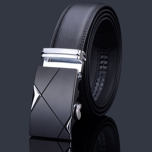 Cinturón de cuero de alta gama con hebilla automática para hombre, cinturón de piel de vaca pura para negocios, cinturón casual para hombre