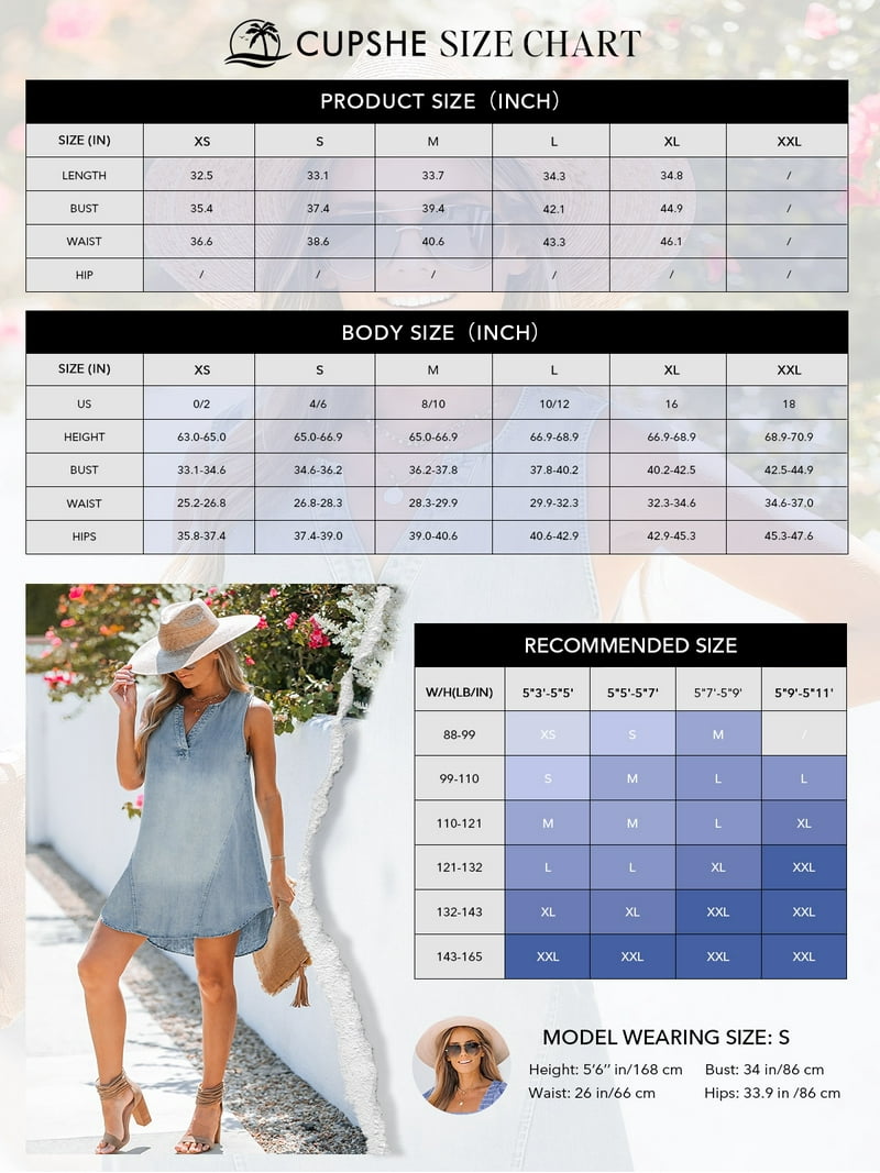 Cupshe Women's Denim V-Neck Mini Dress: Casual Summer