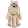 thumbnail image 5 of Fesfesfes Clearance Long Hoodie Tops for Women Cute Pattern Winter Cat Ear Fleece Fuzzy Hooded Blanket Dress Plush Tops For Teen Girls, 5 of 6