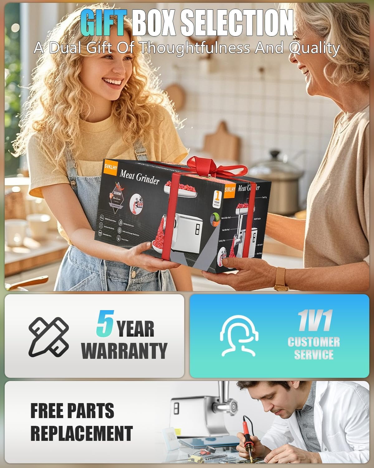 5.0 Upgrade Electric Meat Grinder with 3500W German Motor and SGS Certified SUS304 Blade for Fast Grinding