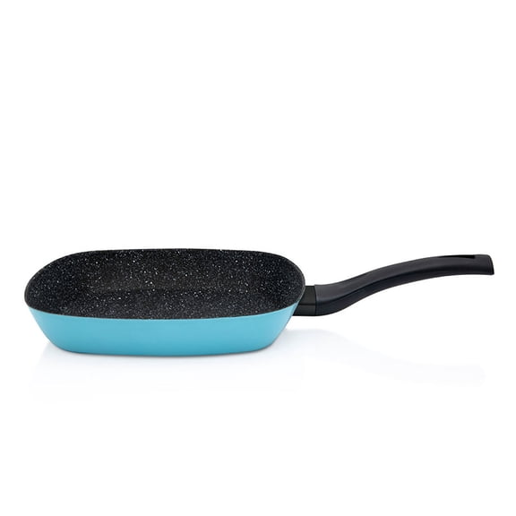 METALAC Miami Non-Stick Grill Pan 10.2" (26 cm) Nonstick Frying Pan 2.3 qt (2.2 L) Square Grill Skillet, Blue