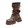 thumbnail image 2 of Tawop Boots for Women Mid-Calf Chunky Heel Buckle Thick Sole Fall Boots, 2 of 9