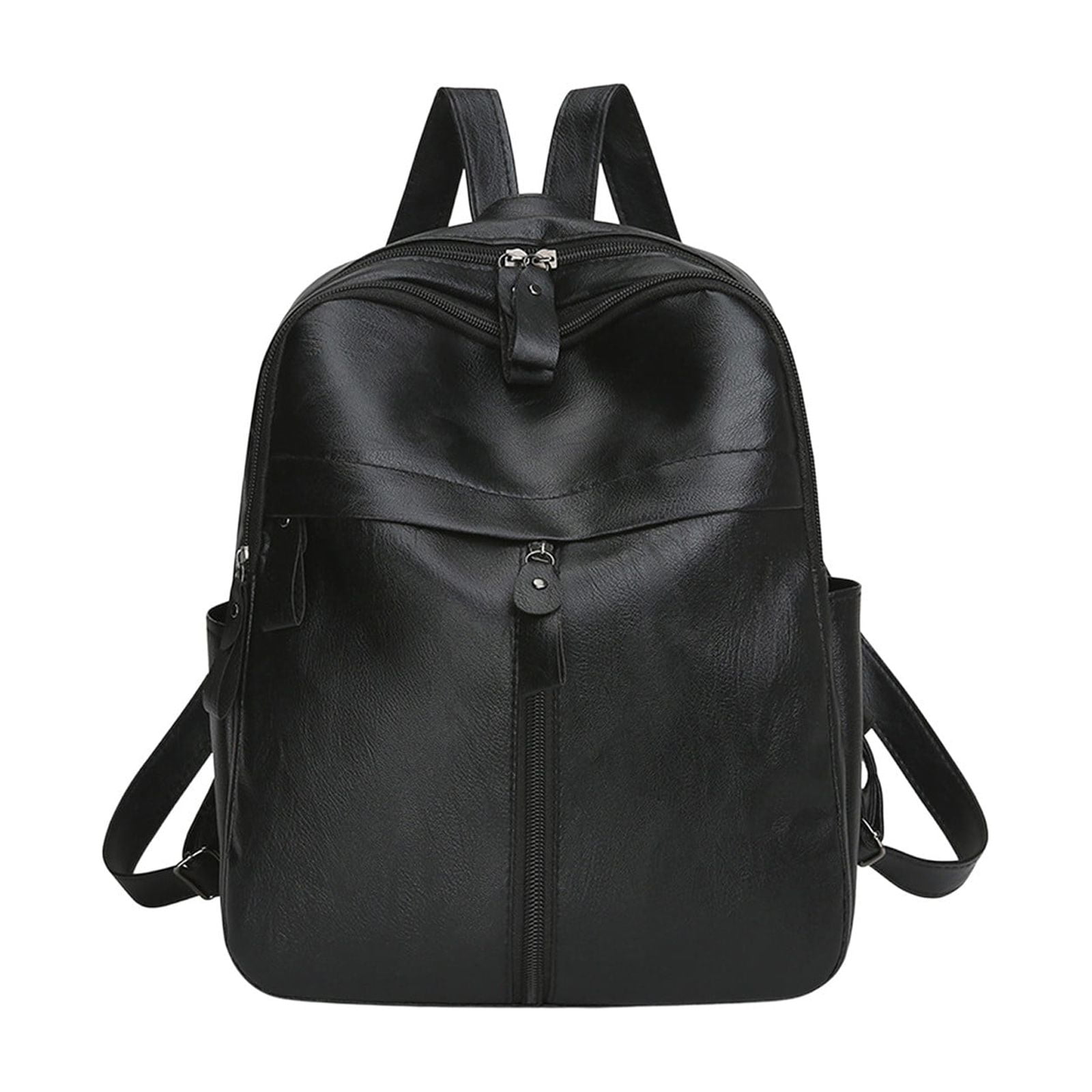 【A LEATHER】LARGE DAYPACK SMOOTH BLACK Leather Backpack, Durable Commuter Bag for Work, Large Capacity