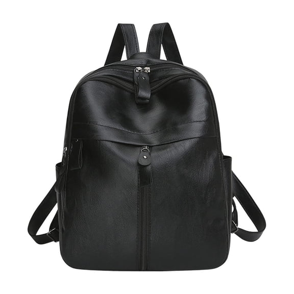 Guodhu PU Leather Backpack, Large Capacity Commuter Backpack for Women Men, Hand Carry Shoulder Bag with Multiple Pockets for Travel Work School(Black)