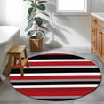 thumbnail image 4 of Round Area Rug 3ft,Red Mexican Stripe Water Ripple Washable Carpet Non-Slip Runner Accent Rugs Indoor Floor Mat for Bedroom Living Room Decor,Black White Ombre, 4 of 9