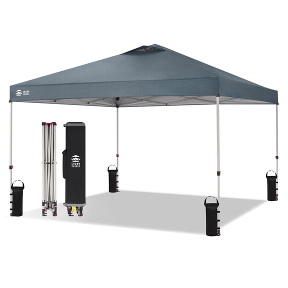 CROWN SHADES 12x12 Pop Up Canopy Outside Canopy Patented One Push Setup Tent Canopy Sun Shade Gray