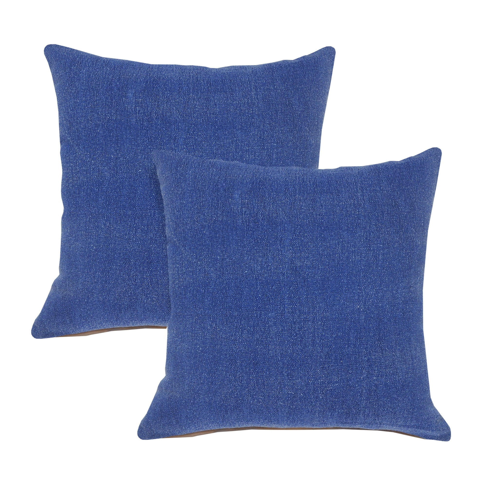 Laddha Home Designs Loomed Solid Cotton Throw Pillow - Blue - Set of 2