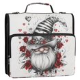 thumbnail image 2 of Haosy 3 Ring Zipper Binder with Shoulder Strap Waterproof Trapper Keeper 2 Inch D-Ring 500 Sheets Capacity, Gnome Rose Black White Hat, 2 of 8