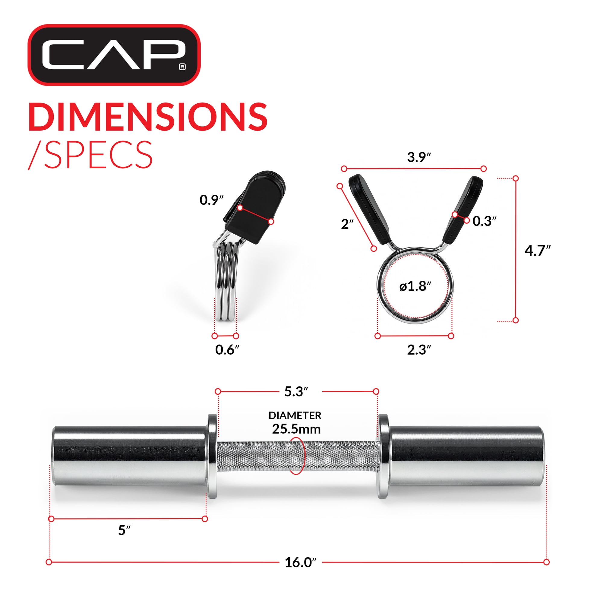 CAP Barbell 16in Single Olympic Dumbbell Handle