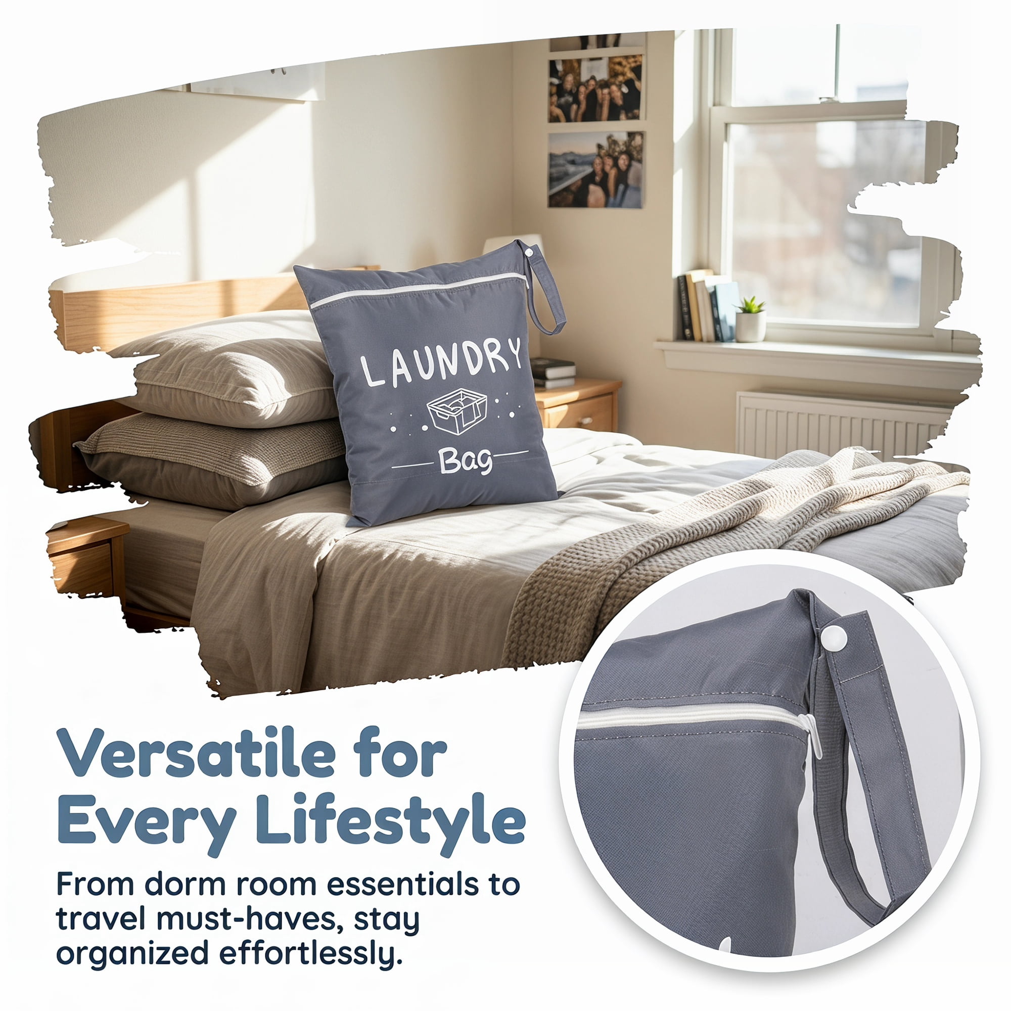 Unique Bargains 2Pcs Waterproof Wet Dry Lightweight Mesh Laundry Bag Gray 15" x 18.9"