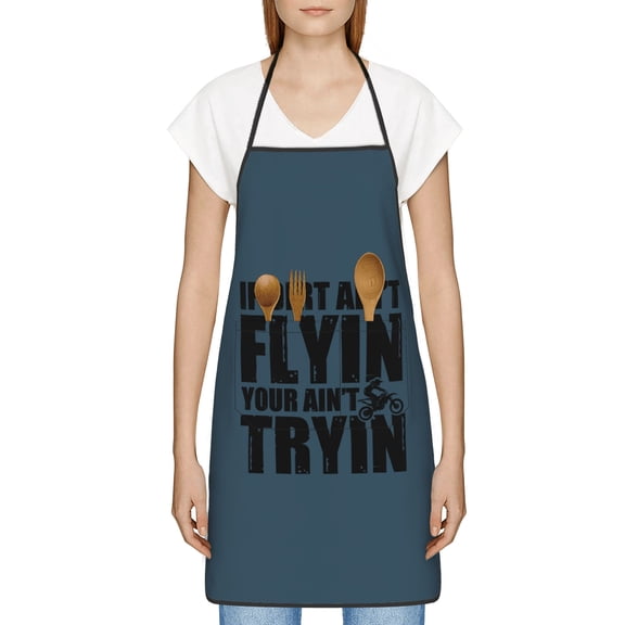 If Dirt Aint Flyin Your Aint Tryn Apron, Inspirational Gifts for Men Women, Funny Apron, Chef Bib with Pockets, Waterproof Work Apron for BBQ Kitchen Crafting Gardening