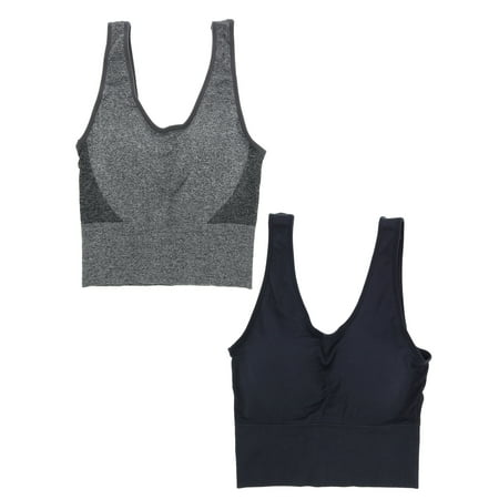 Marilyn Monroe Intimates Delta Burke Intimates Women's Queen Size Seamless Comfort Bra Set (1X, Black & Grey)