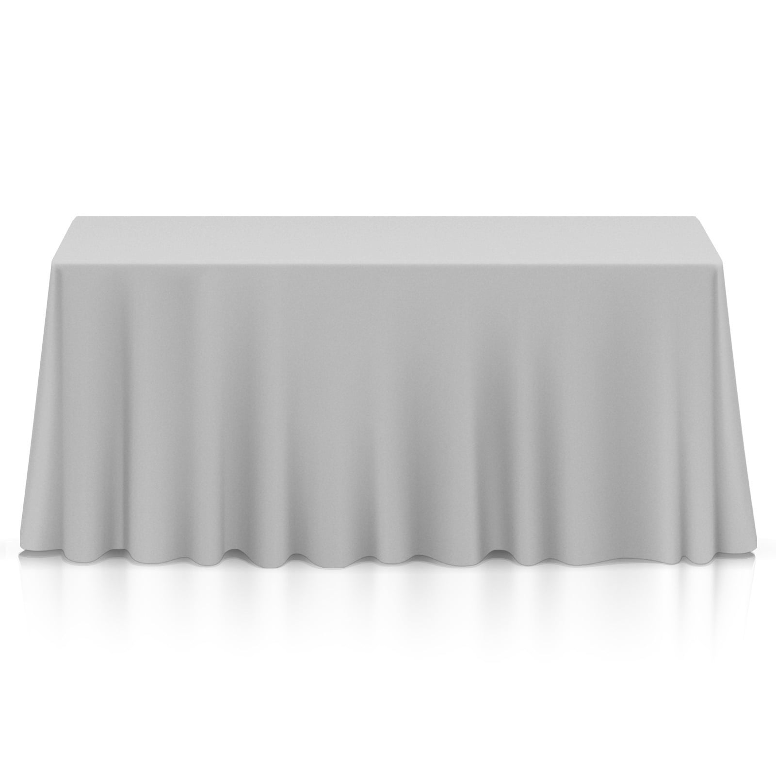 90"x132" Rectangular Tablecloth Fabric Linen Cloth Dinner Wedding Banquet White 