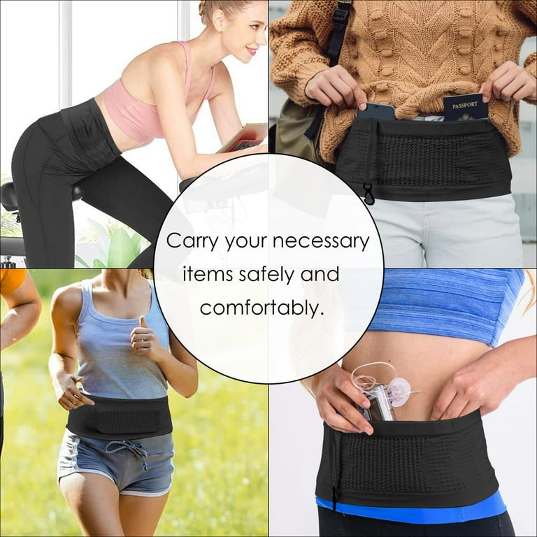 DODAMOUR Slim Running Belt Running Belt Fanny Pack for Men Women Travel Running Waist Belt for Money and Passport Black Small Walmart