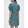thumbnail image 3 of Vestido Ladyful Summer Floral de manga corta con botones azules para mujer, 3 of 6