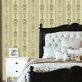 thumbnail image 2 of Peel and Stick Wallpaper Vintage Floral Geometric Olive Green Cream Tones Wall Mural 23.6in x 9.8ft Self Adhesive Removable Wall Paper Renter Friendly Wallpaper for Bedroom Studio Lake House, 2 of 8