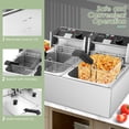 thumbnail image 3 of Commercial Deep Fryer - 3400W Electric Deep Fryers with 2x6.35QT Baskets 0.8mm Thickened Stainless Steel Countertop Oil Fryer 20.7QT Large Capacity with Temperature Limiter, 3 of 8
