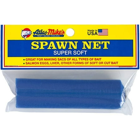Atlas Mike s Super Soft Spawn Net - Premium Fishing Bait Holder for Salmon Eggs Liver Cut Bait Roe Sacks - Durable Nylon Mesh Easy-Tie Design USA-Made Quality - 3 x 16 Roll - Blue