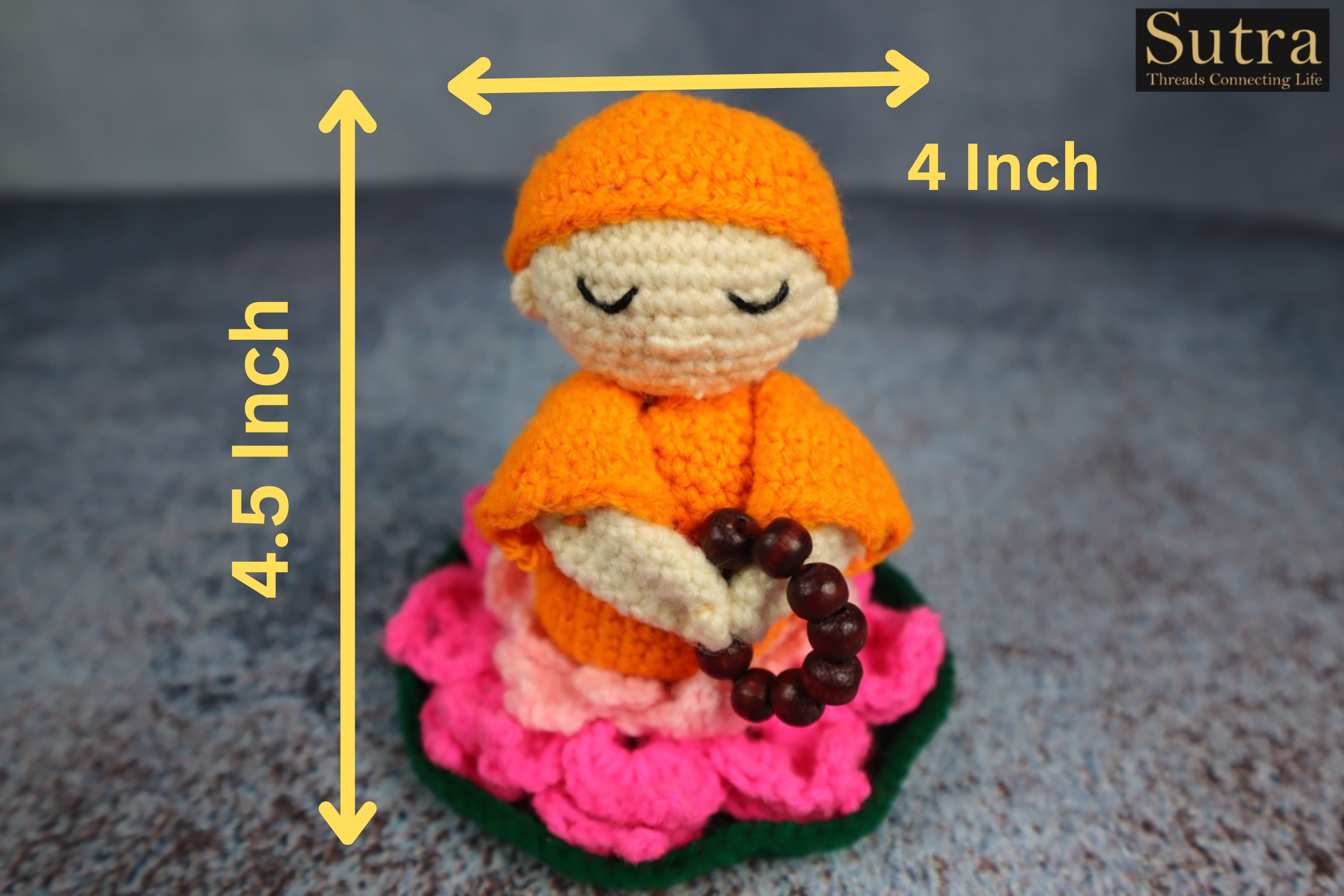 Gift for religious friends,Serene and Artistic Home Décor, Crochet buddha doll, Amigurumi big buddha, Happy monk