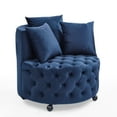 thumbnail image 5 of DEALTOPS Velvet Upholstered Swivel Chair for Living Room, with Button Tufted Design and Movable Wheels, Including 3 Pillows-Blue, 5 of 10