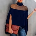 thumbnail image 4 of ClodeEU Women's Sheer Mesh Mock Neck Dolman Sleeve Top, Casual Solid Color Blouse Navy,Women's Plus S, 4 of 8