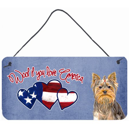 Woof if you love America Yorkie Yorkshire Terrier Wall or Door Hanging Prints