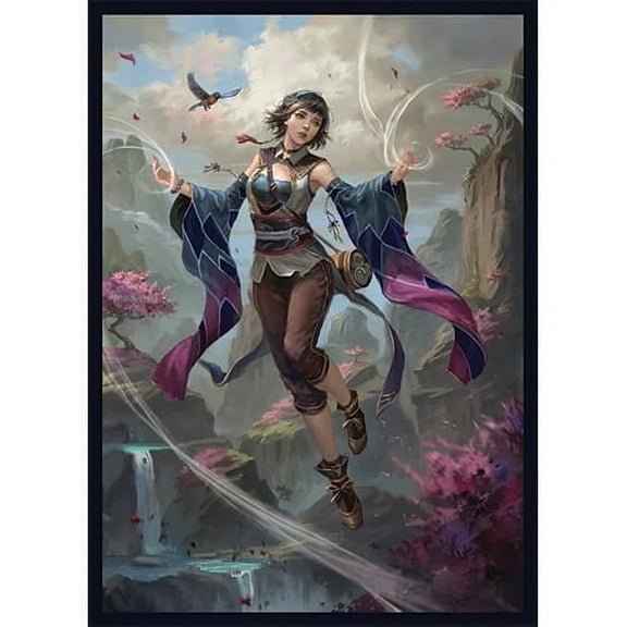 Fantasy North - Izumi - Wind Mage - 100 Smooth Matte TCG Trading Card Sleeves - Fits Magic MTG Commander Pokemon and other Card Games - Playing Card Sleeves