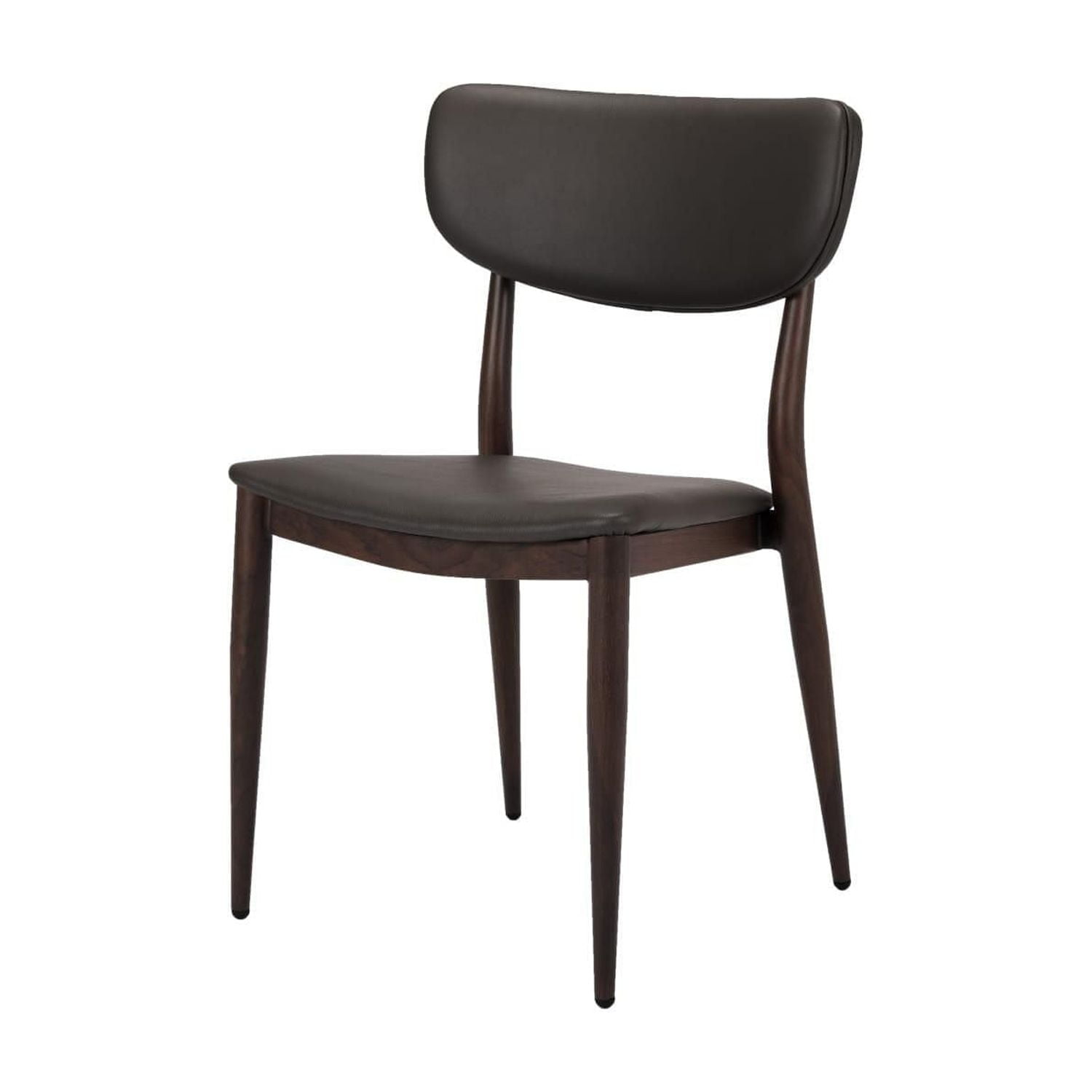 Take Me Home Classic Silloutte Dining Chair, Gray PU Upholstery and Walnut frame.