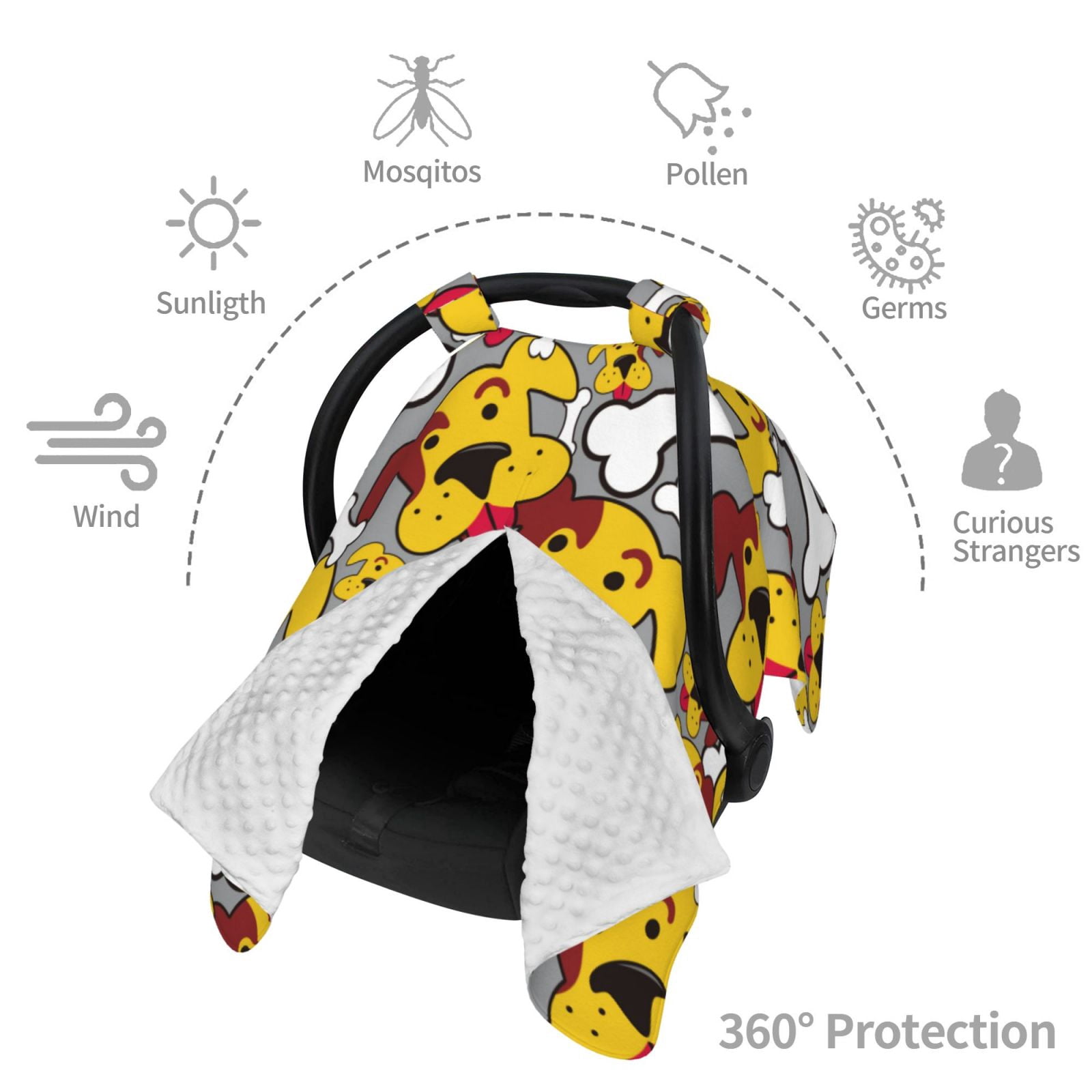 Naloa Cute Dog Baby Car Seat Cover, Breathable Baby Carrier Cover, Multiuse Baby Carrier Cover & Nursing Breastfeeding Cover
