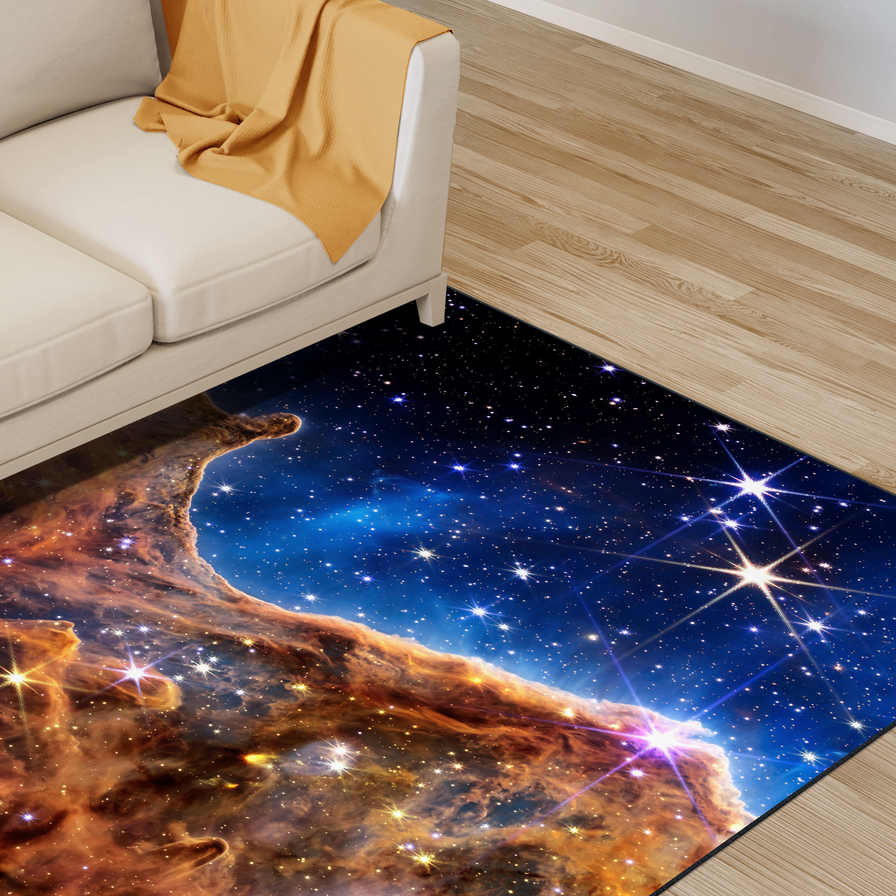The James Webb Space Telescope Washable Art Area Rug size 5'x8', Power-loomed, Heavenly Softness with Non-Slipping Backing
