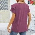 thumbnail image 5 of Plebaso Women's Ruffle Short Sleeve Tunic Tops Pleated Crew Neck Casual Summer Shirts Vacation Beach, 5 of 7
