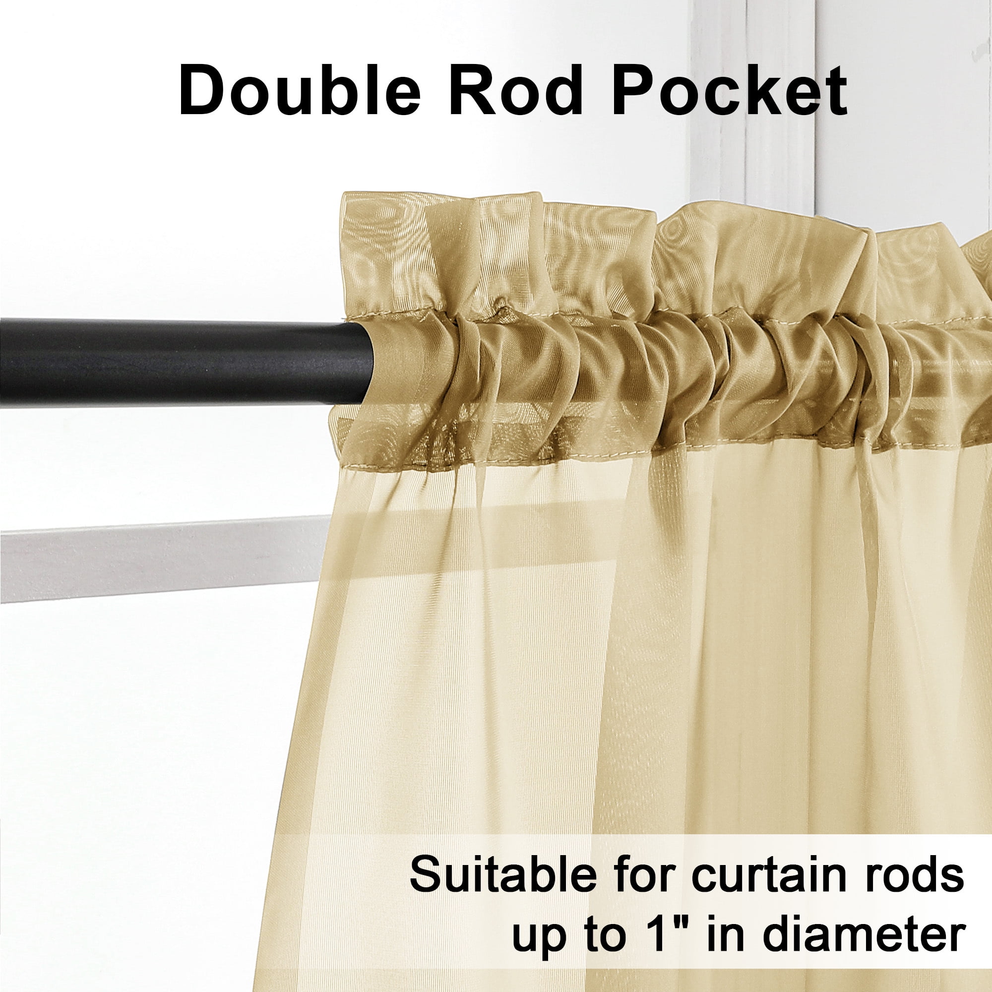 OVZME 2 Panels Sheer Curtains 63 Inches Length Window Treatments for Kitchen, Elegant Airy Transpare(图2)