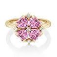 thumbnail image 2 of Gem Stone King 18K Yellow Gold Plated Silver Pink Moissanite Ring for Women (2.08 Cttw, Heart Shape 5MM, Gemstone Birthstone, Size 5), 2 of 3