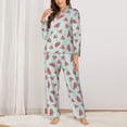 thumbnail image 2 of Honeii Watermelon print Women's Pajama Sets Long Sleeve Button Down Sleepwear Nightwear Soft Pjs Lounge Sets-Small, 2 of 7