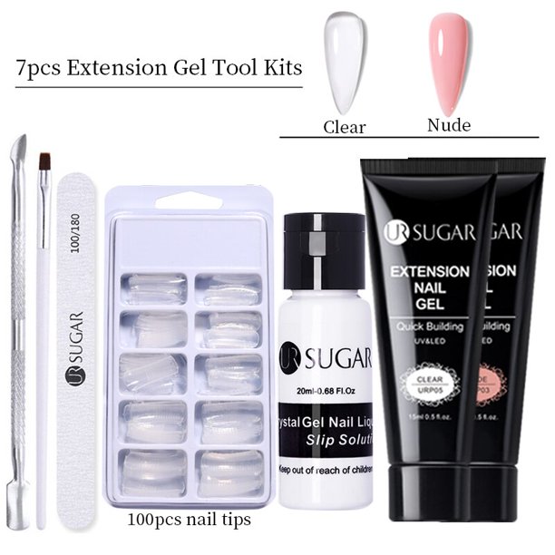 UR SUGAR-Kit de extensiones de uñas de 15ml, Gel duro de construcción rápida, acrílico, cristal blanco, esmalte de uñas Nude, juego de Gel UV para construcción