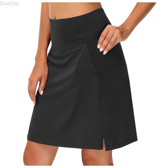 DuoJiaJ Womens Sports Tennis Yoga Short Skirt Casual Solid Color Bottom Skirt Set Skirts For Women Black L