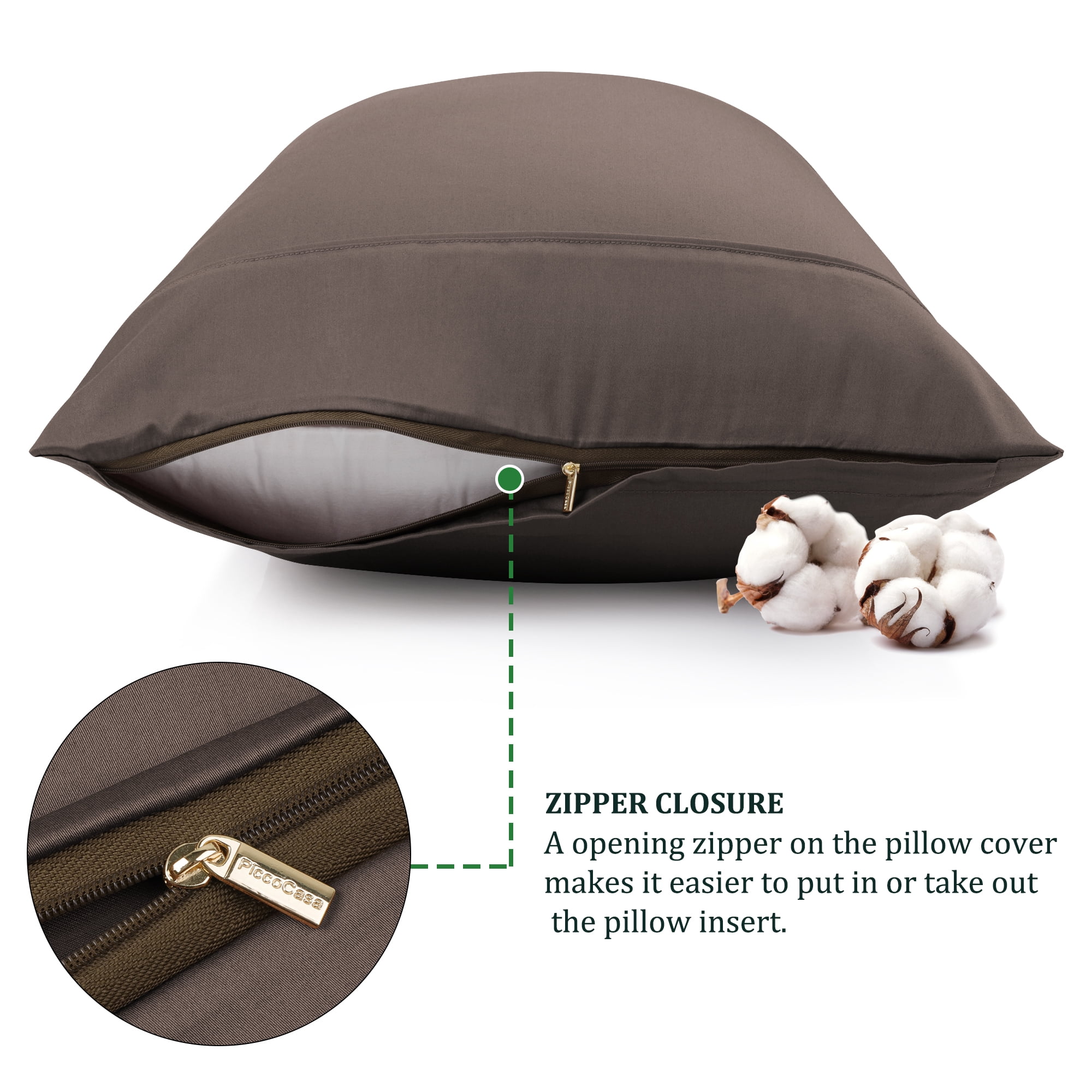 Unique Bargains Cotton Zipper Closure Pillowcase Set of 2 Beaver Standard