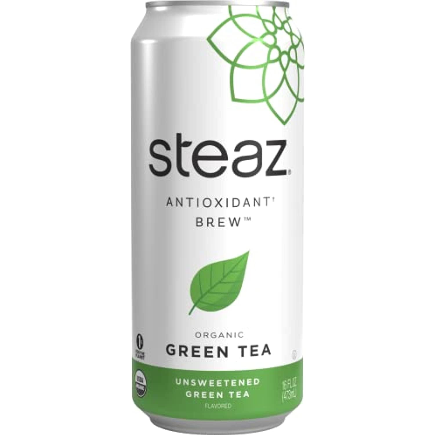 Steaz Organic Unsweetened Iced Green Tea Antioxidant Brew, 16 Oz (Pack