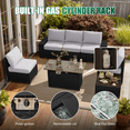 thumbnail image 6 of LazySunsets 7 Pieces Outdoor Wicker Patio Furniture Set, 8 Inch Widened Armrest Rattan Sectional Conversation Sofa with Gray Cushions & Fire Pit Table, All-Weather Backyard Garden Patio Set, 6 of 7