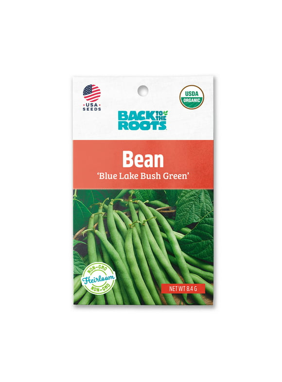 Back to the Roots Organic Blue Lake Bush Green Bean Garden Seeds, 1 Seed Packet