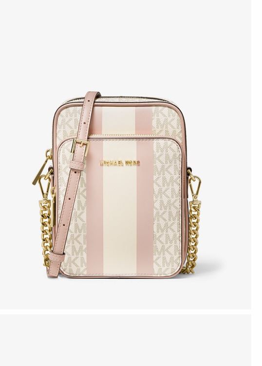 Michael michael kors jet set medium logo stripe crossbody bag Clearance