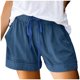 thumbnail image 1 of Pantalones cortos cómodos con cordón y cintura elástica para mujer - Pantalones holgados de color liso con bolsillos - Ropa informal de verano de poliéster, 1 of 2