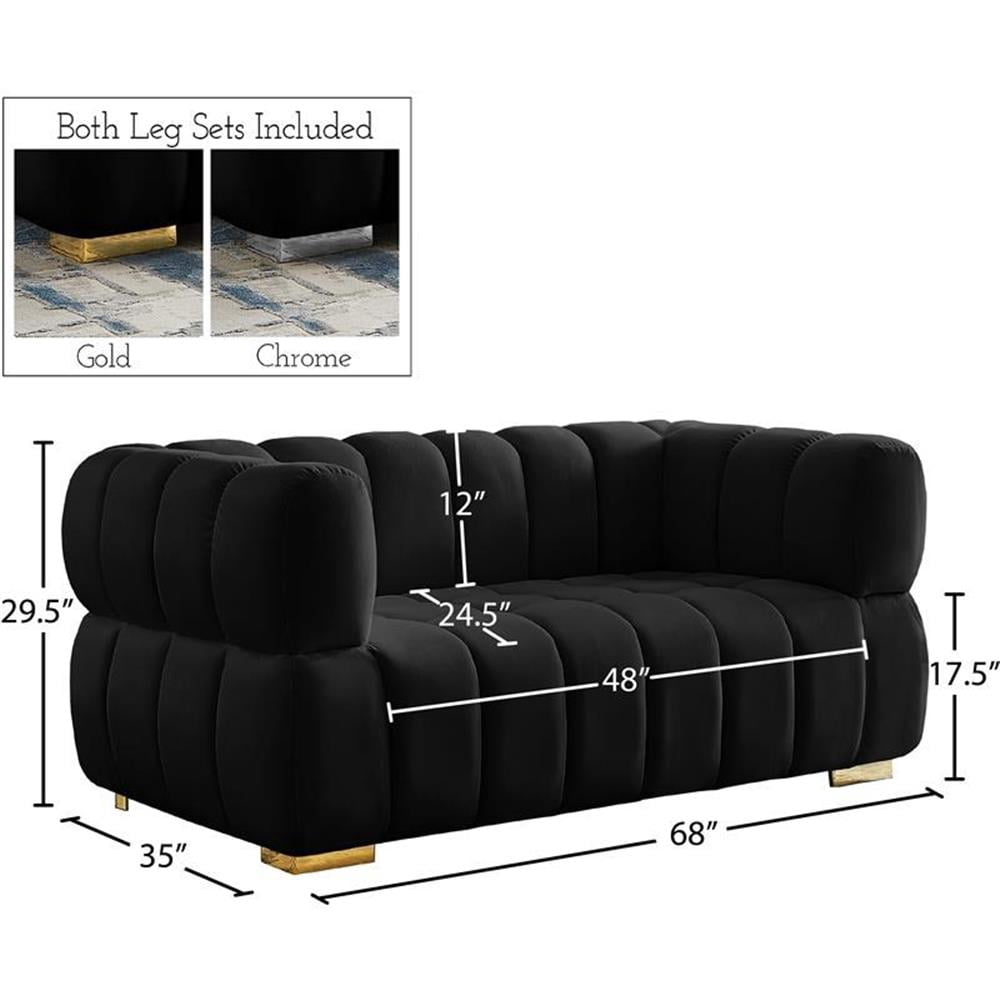 Meridian Furniture Gwen Black Velvet Loveseat