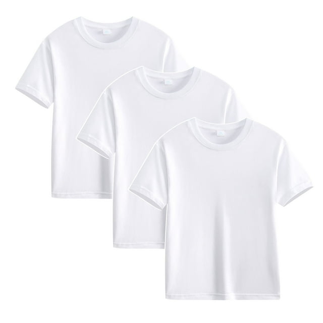 MeetoTime 3 Pack Boys Girls Cotton T-shirt Solid Color Round Neck Short Sleeve Basic Tees Kids Summer Top