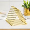 thumbnail image 3 of 2 Pack 9 Slot Gold Magazine Holder,Desktop File Sorter Organizer Triangle Bookshelf Decor Home Office, 3 of 4
