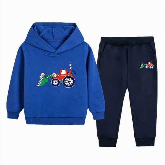 YDFCWXW Fleece Pullover Hoodie and Pants Outfit Set Toddler to Little Kid 2-12 Years (Dark Blue, 2-3 Years)